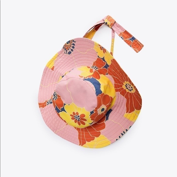 Zara Floral Printed Shirt With Hat Set S - Picture 6 of 11